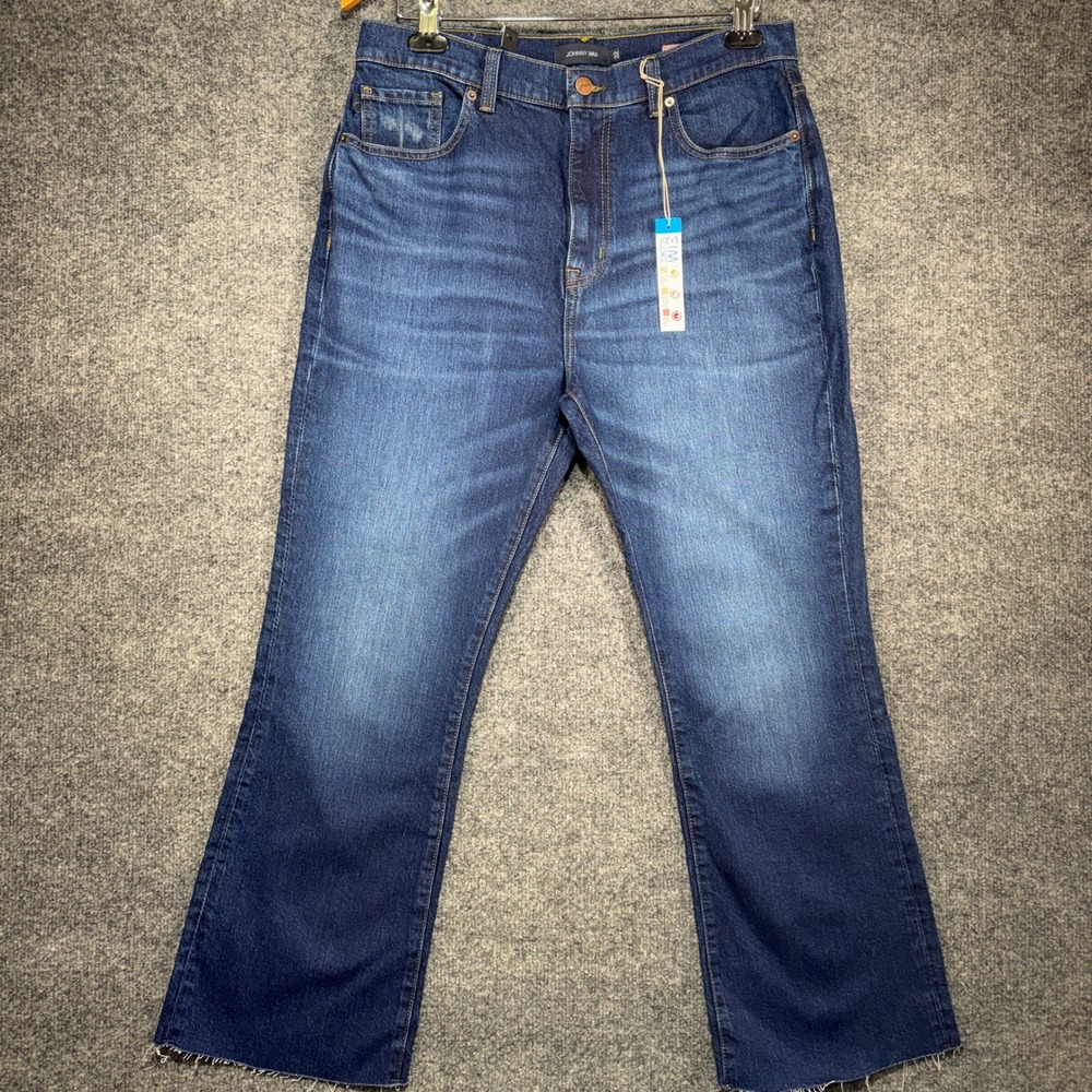 Johnny Was Marseille Baby Boot Jeans Womens 32 Blue High Rise Raw Hem Denim